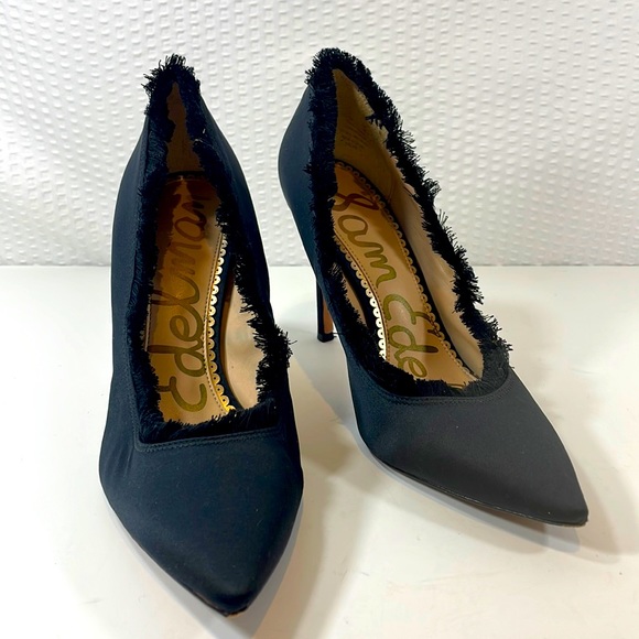 Sam Edelman Halan Black Satin Pumps Size 6.5 - Picture 1 of 11